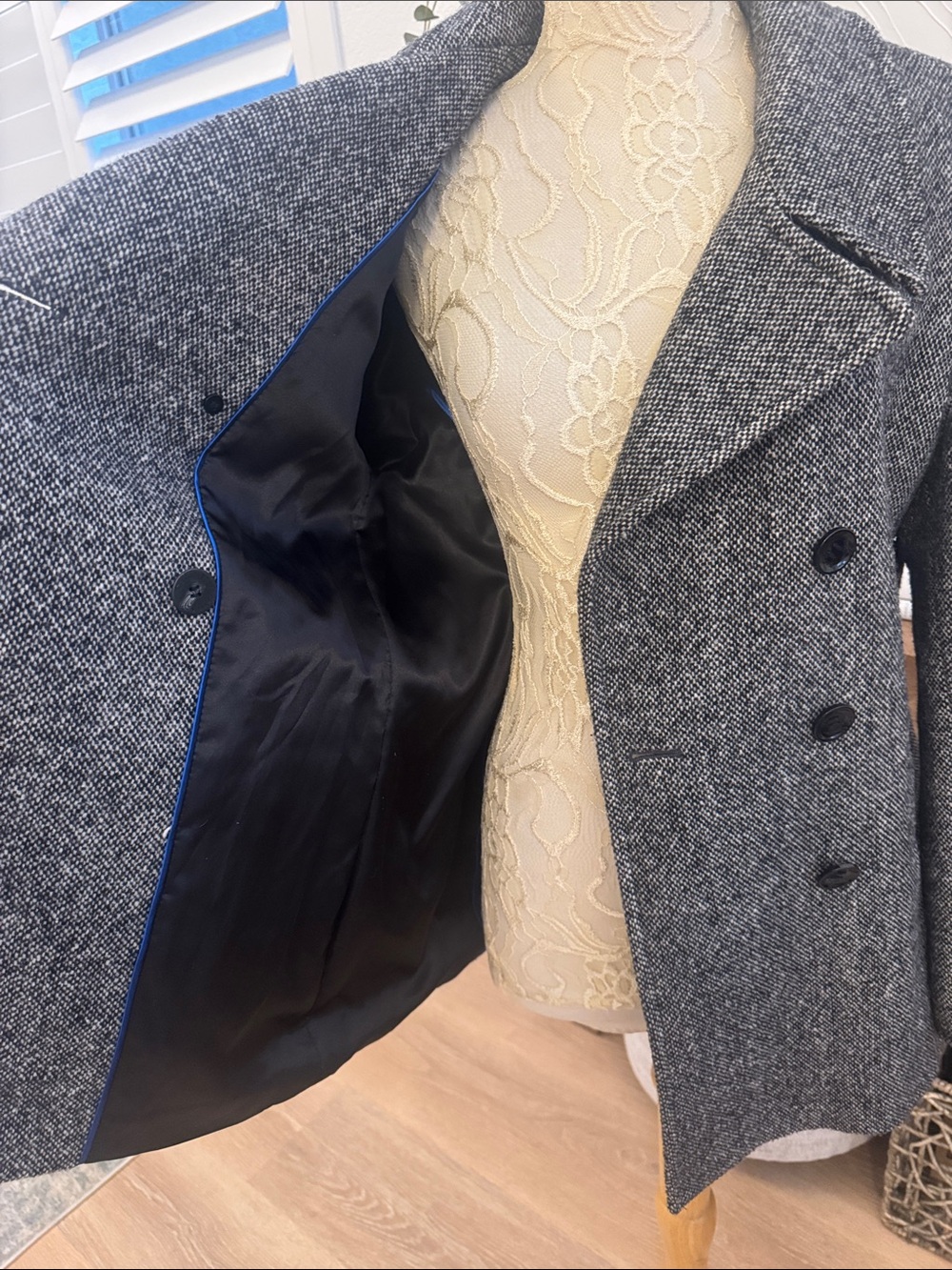 Calvin Klein Charcoal Gray Double-Breasted Pea Coat - Picture 2 of 7